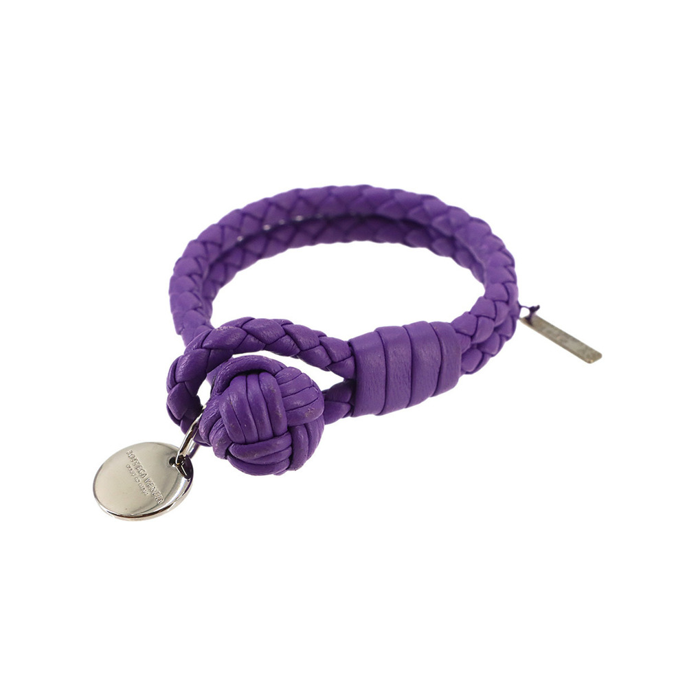 BOTTEGA VENETA Purple Leather Intrecciato Charm Bracelet